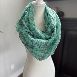 Floral Green and Gray Scarf